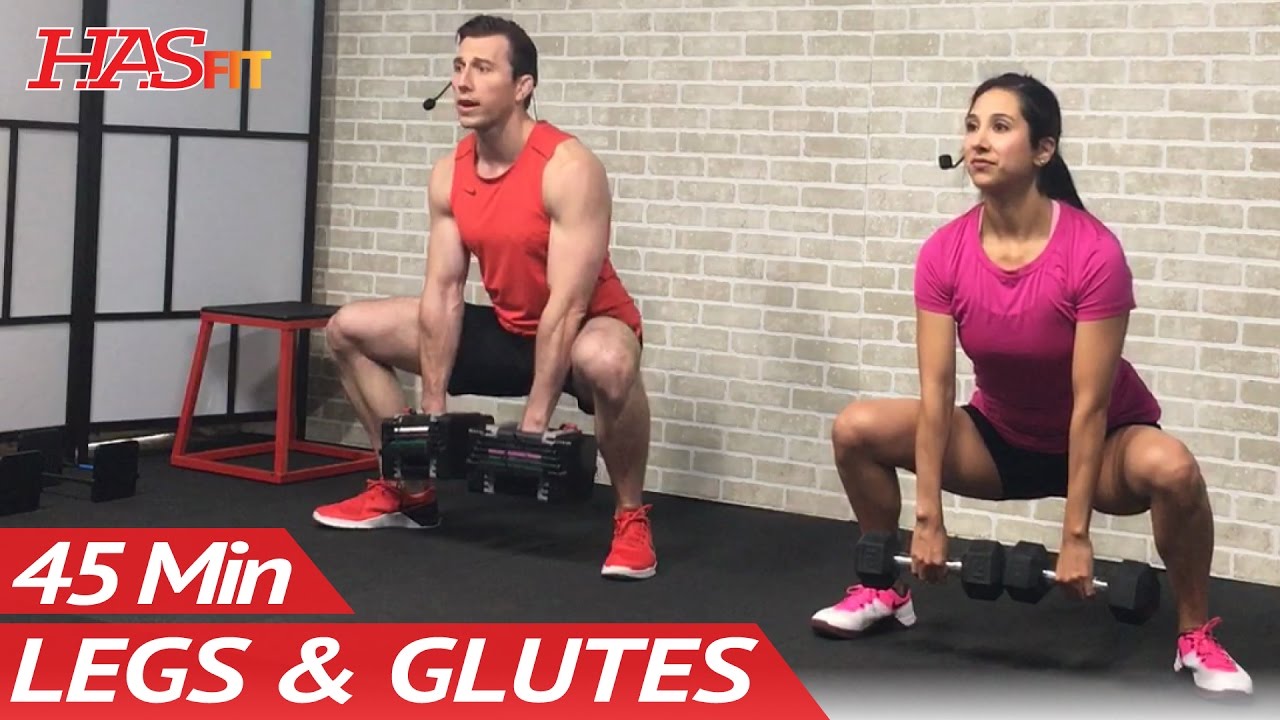 45 Min Butt and Legs Workout for Women & Men Home Leg, Glutes, Butt and Thigh Workout w/ Dumbbells